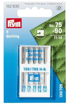 Prym 152930 Nähmaschinennadeln Quilting, 75 und 90, Silberfarbig