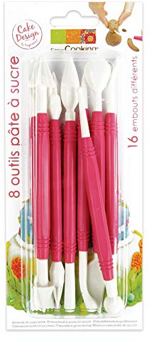 ScrapCooking - Kit de 8 Outils pour Pâte à Sucre - Avec 16 Embouts - Pâtisserie Modelage - 5110