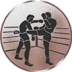 S.B.J - Sportland Pokal/Medaille Emblem, Motiv Kickboxen, Durchmesser 50 mm, Bronze