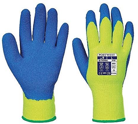 Portwest A145 Cold Protection Grip Glove - Yellow/Blue, X-Large