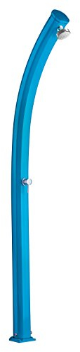 Solardusche ARKEMA A500 / 5012 Jolly Farbe Lichtblau RAL 5012 Bogenförmige Dusche für Outdoorbereiche aus Aluminium mit Korrosionsschutz Mit Einhebelmischer Wassertank 25 Liter Höhe 226 cm