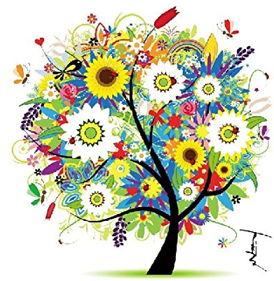 Proumhang Ricamo a Punto Croce Ricamo Fai da te Pacchetto di Ricamo Dell'albero Della Vita 45 * 45cm Estate