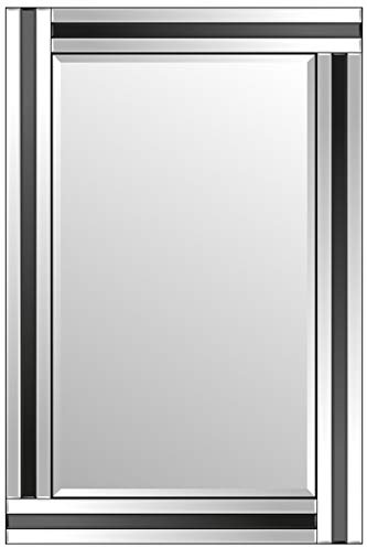 Chic Concept Modern Art Deco Black & Clear Rectangular Strip Wall Mirror - 90 x 60cm