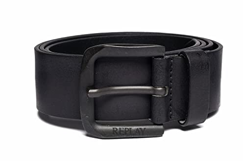 Replay Herren Gürtel aus Leder, Black 098 (Schwarz), 110