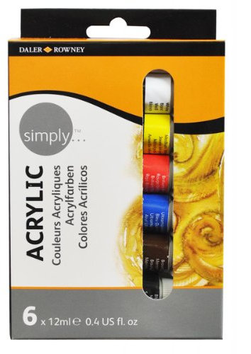 Daler Rowney 126500006 - Simply Acrylic Set, 6 x 12 ml