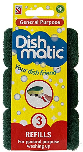 Dishmatic Spare Heads Green HD 3pk, White, One Size