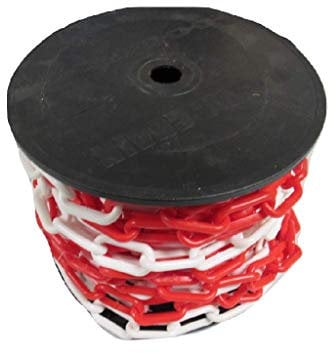 Plastic Chain Garden Fence Barrier 6MM x 30 Metre (Red White Decorative Driveway)