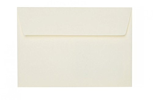 Paper24 50 Briefumschläge B6 125x176 mm mit Haftstreifen, 120g, Farbe: 01 Zartcreme