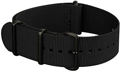 Infantry 22mm Slip-thru Nato Watch Straps for Men, Soft Nylon Watch Band w/ 4 Rings, Stainless Steel Buckle, Military Divers Replacement Black Watchbands for Women