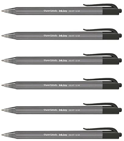 Paper Mate InkJoy 100RT Retractable Ballpoint Pens Pack of 6: Paste Medium Black