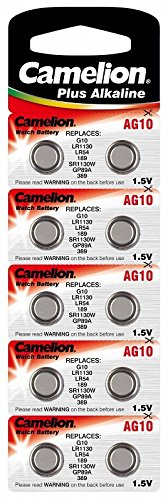 Alkaline Knopfzelle CAMELION AG10/LR54/LR1131/389 mit AlMn/ 1.5V/ 80 mAh