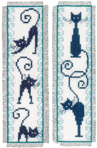 Vervaco Bookmark Cheerful Cats Counted Cross Stitch Kit, Set of 2, Multi-Colour