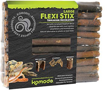 Komodo Flexi Stix, Terrarium or Vivarium Décor, Suitable for reptiles, amphibians and invertebrates,Brown, Large | Bendable terrarium decor sticks – versatile vivarium decoration for reptiles, amphibians & invertebrates