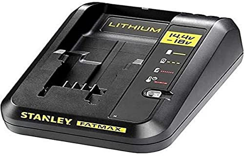 Stanley FMC692L-QW FATMAX Chargeur de Batterie 14,4V et 18V Chargement Rapide Témoin Led Intégré Compatible Gamme Robuste et Ergonomique, Noir/Jaune
