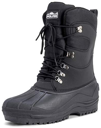 Polar Uomo Tall Rete Di Nylon Anatra Impermeabile Suola Allacciare Inverno La Neve Stivali - Nero - UK7/EU41 - YC0445