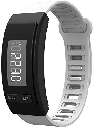 OCTelect Handgelenk-Schrittzähler mit Kalorien-Distanz und Schrittzähler für Kinder und Erwachsene mit Ersatz-Taste Batterie (Weiß)