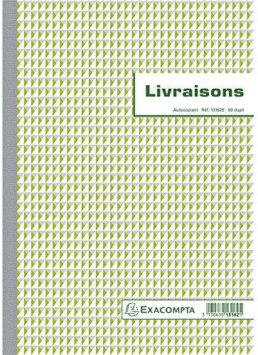 Exacompta - Réf. 13162AE - 1 Manifold LIVRAISONS - 50 feuillets numérotés et autocopiants - duplicatas (1 original + 1 copie) - format A4 - fabriqué en France