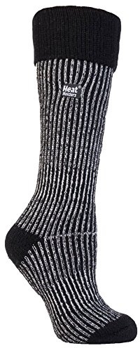 HEAT HOLDERS Unisex GENUINE Thermal Winter Warm Striped Wellington Boot Socks 4-8uk 37-42Eur see listing (Black/Cream)