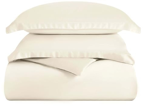 Superior 300 Thread Count Duvet Cover Set, 100% Modal from Beech, Solid, King/California King, Ivory