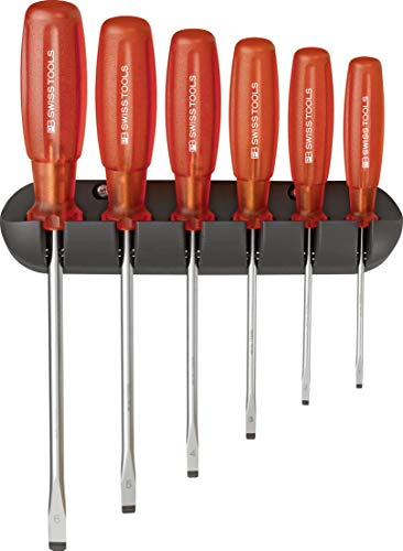 PB Swiss Tools Set di cacciaviti da 6 pezzi a fessura nel supporto da parete Multicraft