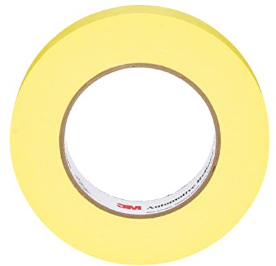 3M Automotive Refinish Masking Tape 06653, 388N, Yellow Color, Water Resistant, Multi-Purpose, 24 mm x 55 m