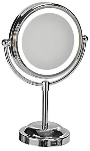 Haushalt International Stand Kosmetikspiegel mit LED Ø15cm Silber
