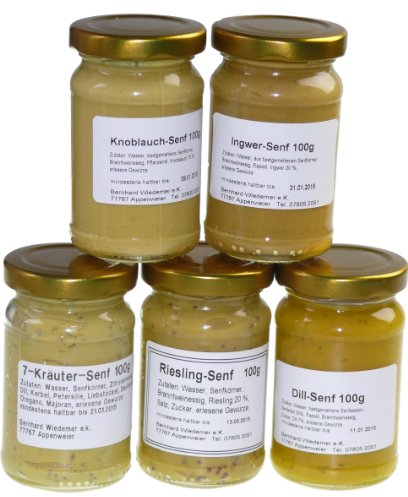 Wiedemer - Gourmet Senf Set Gourmet fünf unserer beliebten Senf-Variationen von süß bis scharf in einem Set - 5 x 100ml