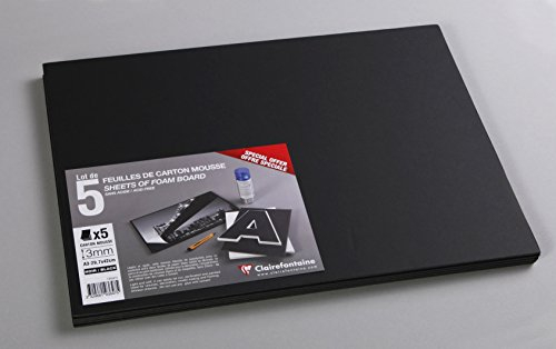 Clairefontaine 193647C - Confezione di Carton Mousse 5 fogli 29,7x42 cm, spessore 3 mm, Nero