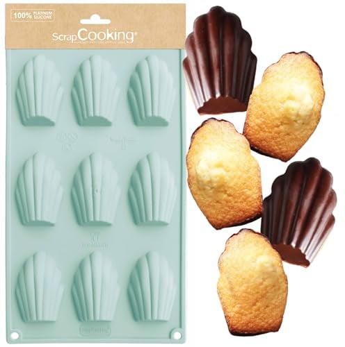 ScrapCooking 3115 Multi 9 Madeleines Backform Silikon Rosa 32 x 17,5 x 1,7 cm, Wassergrün
