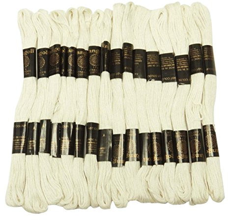 Knitwit - Set di 25 matassa di filo di cotone bianco per ricamo a croce, punto cucito, punto filo da cucito