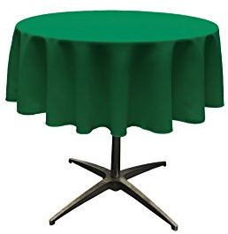 LA Linen Poplin Round Tablecloth, Polyester, Emerald Green, 51-Inch