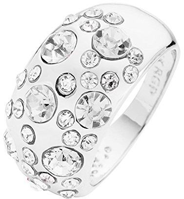 Mianova Damen Designer Ring mit 34 farbigen Kristallen Damenring Breit Silber Clear Größe 55 (17.5)
