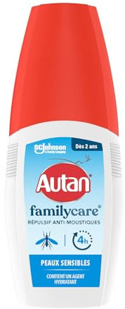 Autan Family Care Spray - Anti-Moustiques - Jusqu'à 4H de Protection Immédiate - Testé Dermatologiquement - Contient des Agents Hydratants Pour la Peau - 100ml