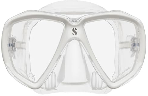 SCUBAPRO Spectra Scuba Mask with Ultra Clear Dual Lens and EZ Equalize Nose Pocket for Diving, Clear/White