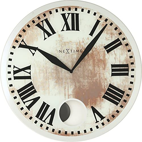 NeXtime Wanduhr - 43 x 4.2 cm - Glas - Weiß - 'Romana'