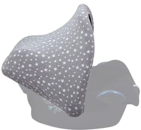 JYOKO KIDS Capot Universalle compatible avec Maxi Cosi Groupe 0+, Protection solaire pour porte-bébés, Siège auto ou poussettes, Convient à la plupart des Marques (WHITE STAR)