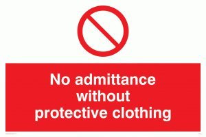 Viking Signs PA46-A1L-AC No Admittance Without Protective Clothing Sign, Aluminium Composite, 600 mm H x 800 mm W