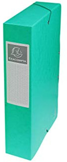 Exacompta - Réf. 50603E - 1 boite de classement avec élastiques Exabox - en carte lustrée 600g/m2 - Dos 6 cm - dimensions 25 x 33 cm - pour documents A4 - couleur vert - livrée montée