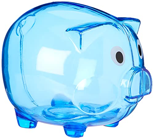eBuyGB Spardose aus Kunststoff, transparent/Blau