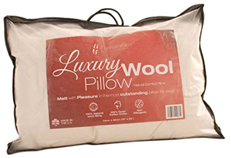 Furnishnk Hypo Allergenic Filled Pillow, 100 Percent Natural Wool, White