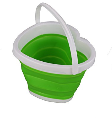Silikoneimer Herz Falteimer Faltbarer Silikon Eimer 5 L Zusammenlegbar Camping hell grün (hell grün)