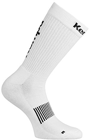 Kempa LOGO CLASSIC SOCKEN, Sportsocken, Tennissocken, Rechts-Links-Socken, Strümpfe für Herren, Damen, Kinder, 1 Paar , 41-45 , Weiß/Schwarz