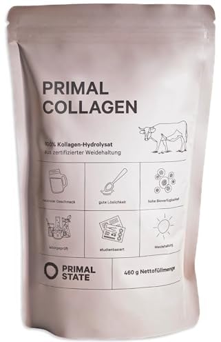 Primal State® Collagen Pulver [460g] - Geschmacksneutral - Premium Kollagen Hydrolysat - Peptide Typ 1 und 3 - Perfekte Löslichkeit