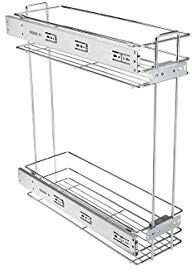 GTV Pull Out Soft Close Wire Storage Basket for Kitchen Unit in various sizes (Cabinet size: 200mm, Silver)