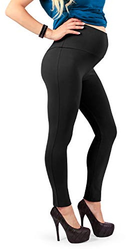 MAMAJEANS Vienna - Leggins Donna Premaman in Cotone Felpato, Abito Invernale, Perfetta vestibilità, Abbigliamento per la Gravidanza - Made in Italy (IT 46-L, Nero)