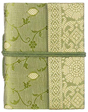 Paper High Handmade Sari Notebook - Mini 8 x 10.5cm - Green - Unlined Recycled Paper - Pocket Notebook and Diary - Indian Stationery Gift