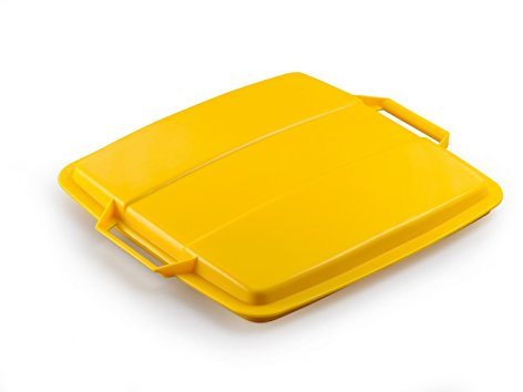 Durable DURABIN 90 Lid Yellow - To Be Used with DURABIN 90 Waste Bin - Easy to Grip Handle - Made of Strong Polypropylene