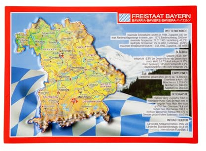 Reliefpostkarte Bayern: Wenn Bayern nicht die berge hätt . . .Tiefgezogene Reliefpostkarte