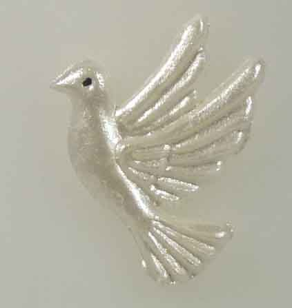 Verziermaterial Wachsmotiv Taube Perlmutt, Links schauend 30x26 mm -9631- Wachsdekor für Kerzen.