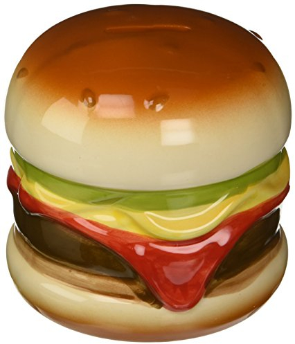 Out of the blue 78/3923 - Spardose Hamburger aus Keramik, ca. 14 x 13 cm, tolle Sparbüchse mit Schlüssel, verschließbare Figur, Dekoration